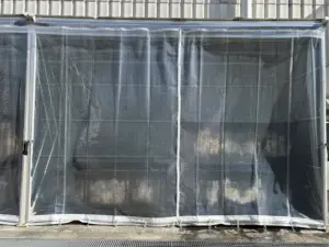 岡崎市内工場 ビニールカーテン 産廃置き場 雨よけ 簡易カーテン