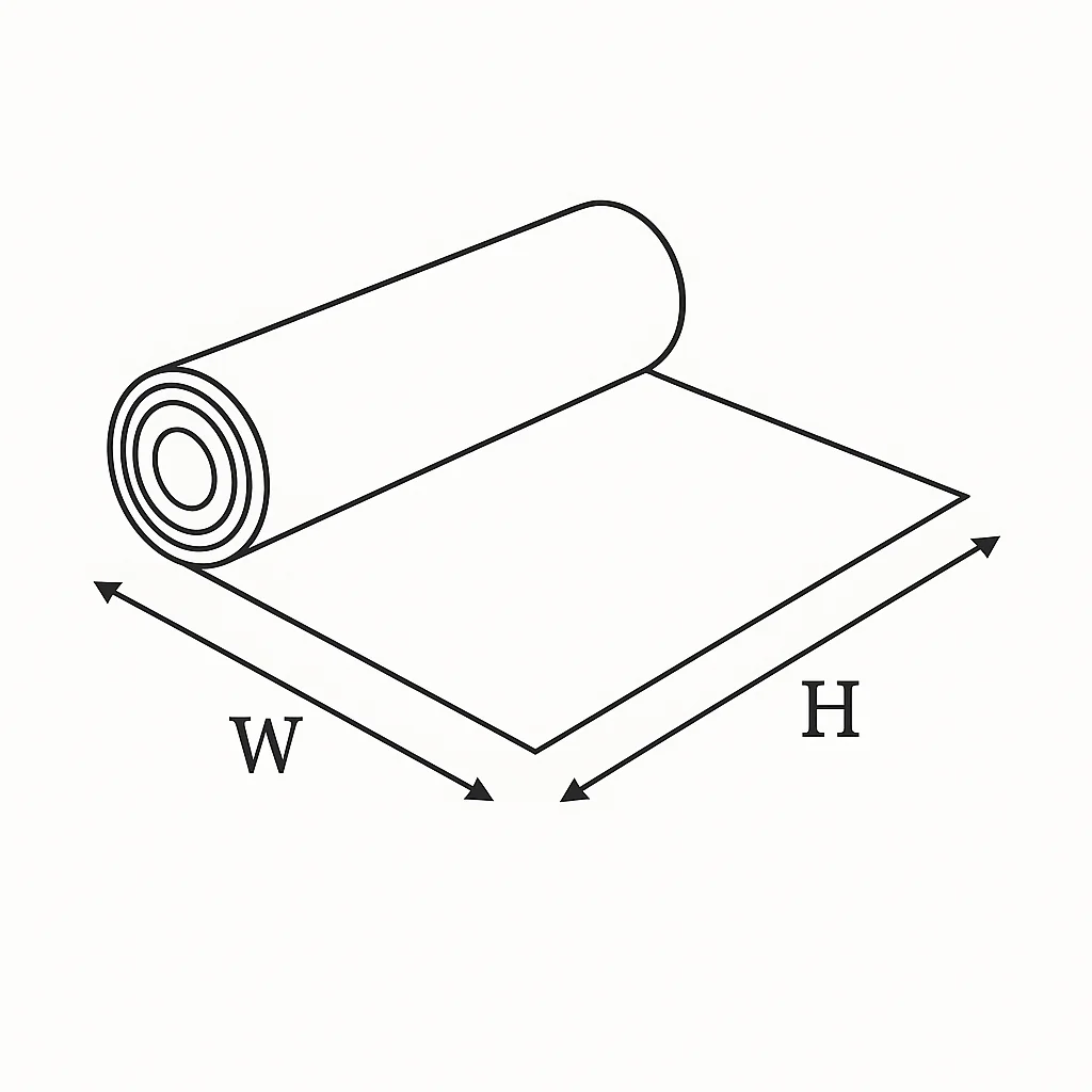ロール生地の必要長さと幅