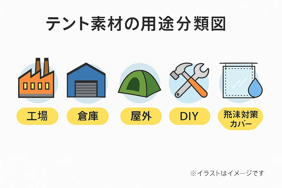 用途別テント素材の選び方（工場間仕切り・テント倉庫・DIY・飛沫対策・カバー）