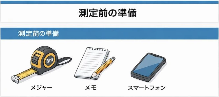 トラックシート測定に必要な道具（メジャー・メモ用紙・スマートフォン）